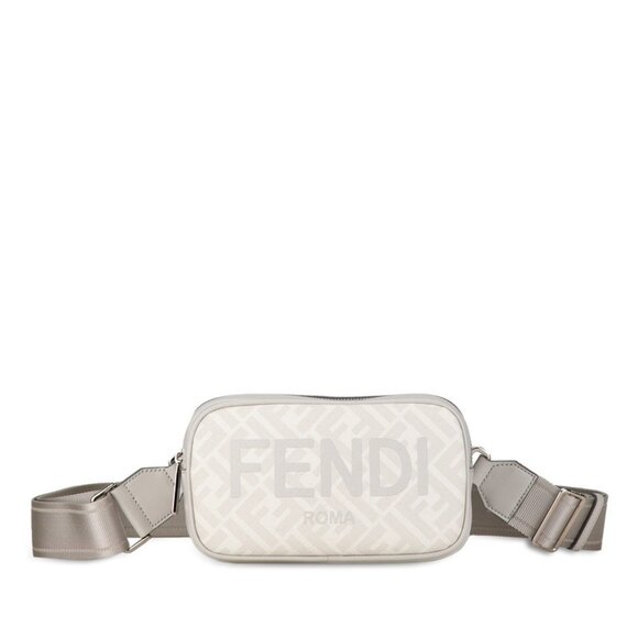 FENDI Gray Leather Zucca Shoulder Bag - Picture 1 of 10